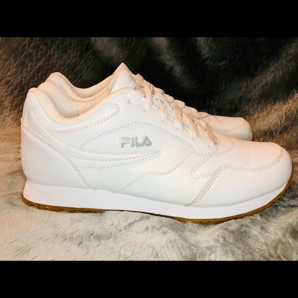 FILA MACHU WOMENS FAUX LEATHER FITNESS CASUAL SNEAKERS